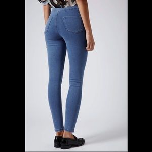 Topshop Joni Moto Jeans high-rise in mid-wash blue